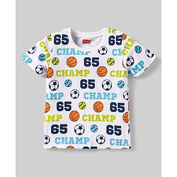 Babyhug Cotton Knit Half Sleeves T-Shirts with Sports Theme Print Pack of 3 - Orange White & Aqua Blue