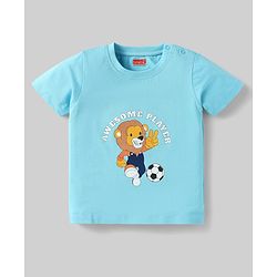 Babyhug Cotton Knit Half Sleeves T-Shirts with Sports Theme Print Pack of 3 - Orange White & Aqua Blue