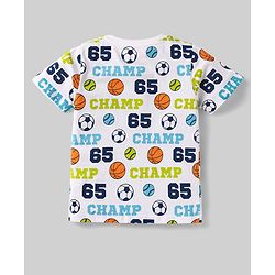 Babyhug Cotton Knit Half Sleeves T-Shirts with Sports Theme Print Pack of 3 - Orange White & Aqua Blue