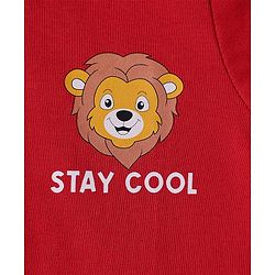Babyhug Cotton Knit Half Sleeves T-Shirts With Animal Print Pack Of 3 - Red & Navy Blue