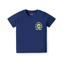 Babyhug Cotton Knit Half Sleeves T-Shirts With Animal Print Pack Of 3 - Red & Navy Blue