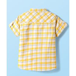 Babyhug Cotton Woven Half Sleeves Checkered Shirt - Yellow