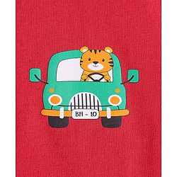 Babyhug Cotton Knit Half Sleeves T-Shirts With Animal & Vehicle Print Pack Of 3 - Red & Blue
