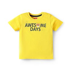 Babyhug Cotton Knit Half Sleeves T-Shirts with Bear Print Pack of 3 - Yellow Dark Red & Yellow