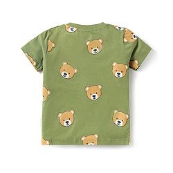 Babyhug Cotton Knit Half Sleeves T-Shirts with Bear Print Pack of 3 - Yellow Dark Red & Yellow