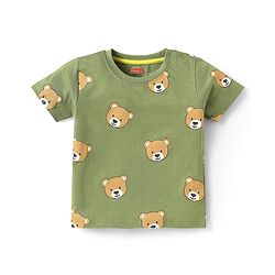 Babyhug Cotton Knit Half Sleeves T-Shirts with Bear Print Pack of 3 - Yellow Dark Red & Yellow