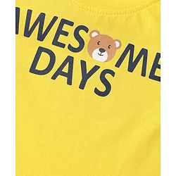 Babyhug Cotton Knit Half Sleeves T-Shirts with Bear Print Pack of 3 - Yellow Dark Red & Yellow