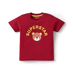 Babyhug Cotton Knit Half Sleeves T-Shirts with Bear Print Pack of 3 - Yellow Dark Red & Yellow