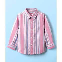 Babyhug Cotton Woven Full Sleeves Shirt With Stripes - Pink