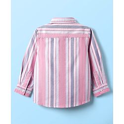 Babyhug Cotton Woven Full Sleeves Shirt With Stripes - Pink
