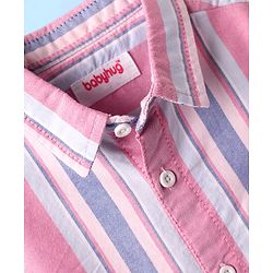 Babyhug Cotton Woven Full Sleeves Shirt With Stripes - Pink