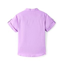 Babyhug Cotton Woven Half Sleeves Solid Color Shirt With Mandarin Collar - Lavender