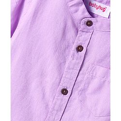 Babyhug Cotton Woven Half Sleeves Solid Color Shirt With Mandarin Collar - Lavender