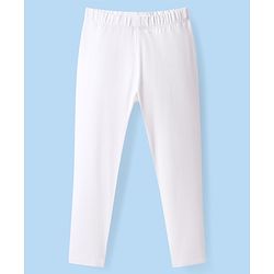 Babyhug Cotton Lycra Full Length Skinny Fit Solid Leggings with Stretch - White