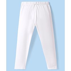 Babyhug Cotton Lycra Full Length Skinny Fit Solid Leggings with Stretch - White