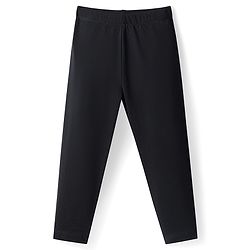 Babyhug Cotton Lycra Full Length Skinny Fit Solid Leggings with Stretch - Black