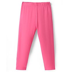 Babyhug Cotton Lycra Full Length Skinny Fit Solid Leggings with Stretch - Pink
