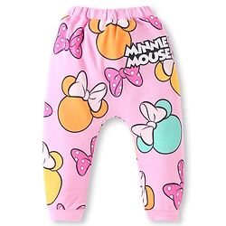 Babyhug Disney Interlock Knit Full Length Diaper Leggings With Minnie Mouse Family Graphics Pack Of 3 - Pink Light Blue & Yellow