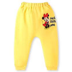 Babyhug Disney Interlock Knit Full Length Diaper Leggings With Minnie Mouse Family Graphics Pack Of 3 - Pink Light Blue & Yellow