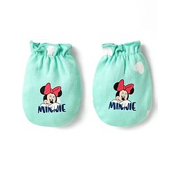 Babyhug Disney 100% Cotton Cap Mittens & Booties Set With Minnie Mouse Graphics Turquoise - Diameter 10 cm