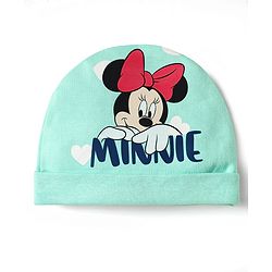 Babyhug Disney 100% Cotton Cap Mittens & Booties Set With Minnie Mouse Graphics Turquoise - Diameter 10 cm