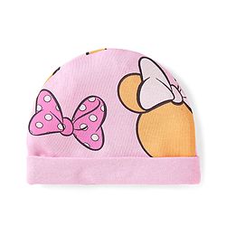 Babyhug Disney Interlock Knit Cap Mittens & Booties Set With Minnie Mouse Graphics Pink - Diameter- 15