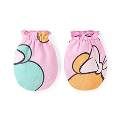 Babyhug Disney Interlock Knit Cap Mittens & Booties Set With Minnie Mouse Graphics Pink - Diameter- 15