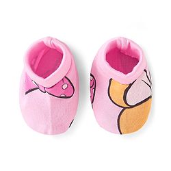 Babyhug Disney Interlock Knit Cap Mittens & Booties Set With Minnie Mouse Graphics Pink - Diameter- 15
