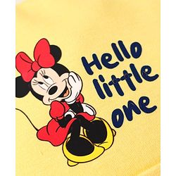 Babyhug Disney Interlock Knit Cap Mittens & Booties Set with Minnie Mouse Print Yellow - Diameter 9 cm
