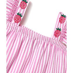 Babyhug 100% Cotton Knit Sleeveless Striped Onesie With Headband - Pink