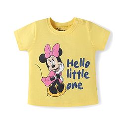 Babyhug Disney Single Jersey Knit Half Sleeve T-Shirts Pack Of 3 With Minnie Mouse Family Graphics - Yellow & Plum