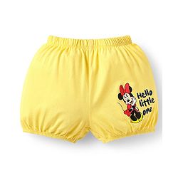 Babyhug Single Jersey Knit Bloomers  With Minnie Mouse Family Graphics Pack Of 3 - Yellow Pink & Light Green