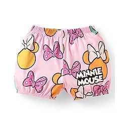Babyhug Single Jersey Knit Bloomers  With Minnie Mouse Family Graphics Pack Of 3 - Yellow Pink & Light Green