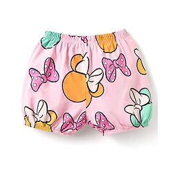 Babyhug Single Jersey Knit Bloomers  With Minnie Mouse Family Graphics Pack Of 3 - Yellow Pink & Light Green