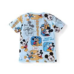 Babyhug Disney Single Jersey Knit Dungaree & Half Sleeves T-Shirt With Mickey Mouse Graphics - Navy Blue