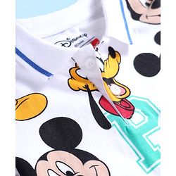 Babyhug Disney Single Jersey Knit Half Sleeves Polo T-Shirt With Mickey Mouse Family Print - White