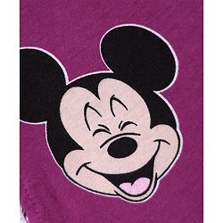 Babyhug Disney Single Jersey Knit Frill Sleeves Frock With Minnie Mouse Family Print - Purple