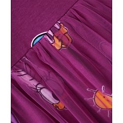 Babyhug Disney Single Jersey Knit Frill Sleeves Frock With Minnie Mouse Family Print - Purple