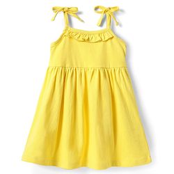Babyhug Single Jersey Knit Sleeveless Solid Color Frock with Bloomer - Yellow