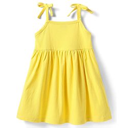 Babyhug Single Jersey Knit Sleeveless Solid Color Frock with Bloomer - Yellow