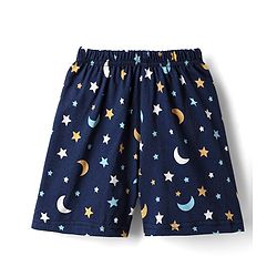 Babyhug Cotton Knit Half Sleeves Co-ords Short Nightsuit with Star & Moon Print - Navy Blue