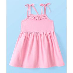 Babyhug Cotton Woven Sleeveless Solid Color Frock With  Bloomer -  Pink