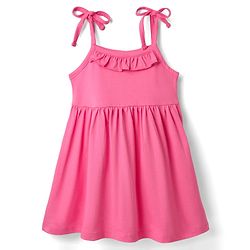 Babyhug Single Jersey Knit Sleeveless Solid Color Frock & Bloomer with Frill Detailing - Dark Pink