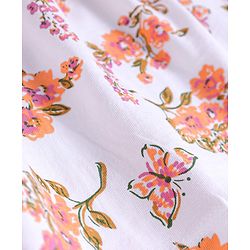 Babyhug Cotton Woven Sleeveless Frock with Bloomer and Floral Print -  White & Beige