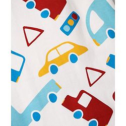 Babyhug Cotton Knit Half Sleeves T-Shirt with Vehicle Print - White