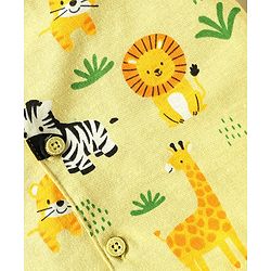 Babyhug Single Jersey Knit Half Sleeves Night Suit With Wild Animal Print - Green