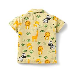 Babyhug Single Jersey Knit Half Sleeves Night Suit With Wild Animal Print - Green