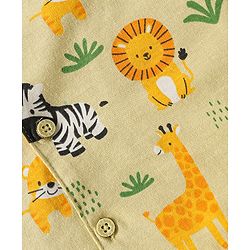 Babyhug Single Jersey Knit Half Sleeves Night Suit With Wild Animal Print - Green