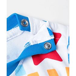 Babyhug Cotton Knit Half Sleeves T-Shirt with Star Smiley Print - White