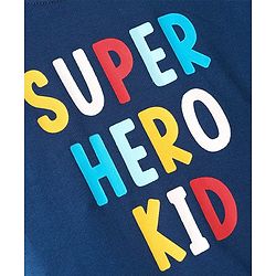 Babyhug Cotton Knit Half Sleeves T-Shirt with Text Print - Navy Blue